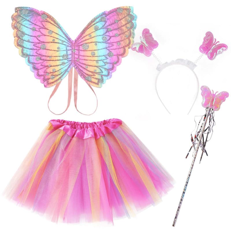 AUYAO Deguisement Papillon Fille Papillon Costume de Fée Papillon, Papillon Ailes Enfants Ailes Papillon, Cape Papillon Costume