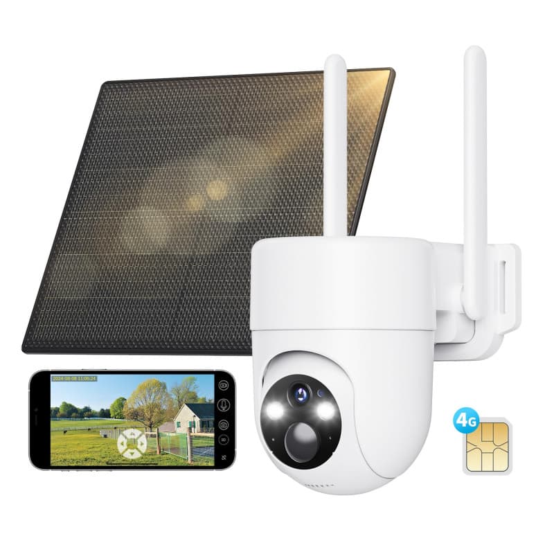 SEHMUA 3G/4G LTE Camera Surveillance Exterieure sans Fil, Camera Solaire 4G avec Carte Sim, Détection Humaine PIR et Alarmes de