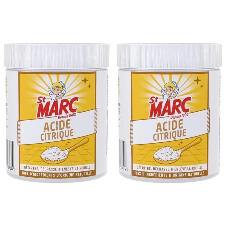 St Marc Acide Citrique Nettoyant menager 100% d'Origine Naturelle 500 g - Détartre, Décape & Enlève la rouille (lot de 2)