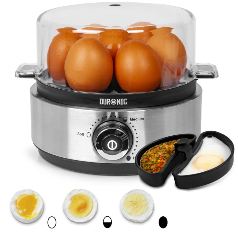 Duronic EB40 BK Cuiseur à œufs 400W 1 à 7 oeufs Thermostat et minuteur pour obtenir œufs durs ou mollets ou pochés ou à la coque