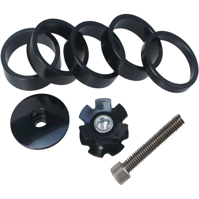 MEISO 8 pièces Bicyclette Entretoise Potence Bouchon Guidon 1 1/8" Entretoise de Direction en Aluminium Rondelles de Potence pou