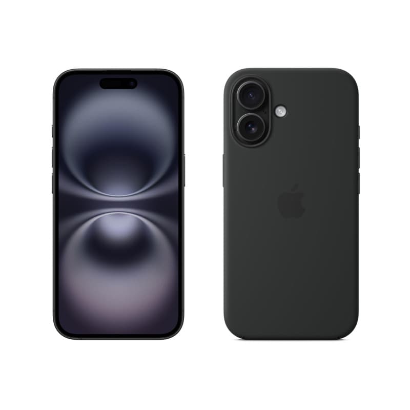Apple iPhone 16 (128 Go) - Noir + Coque Transparente avec MagSafe - Noir