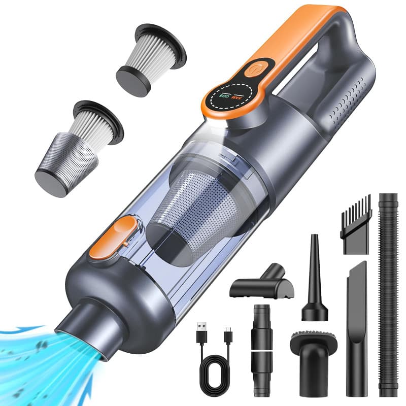 botatio Aspirateur à Main, 26000Pa Aspirateur sans Fil Puissant, Dépoussiérage par Simple Pression, Moteur sans Balais, Fonction