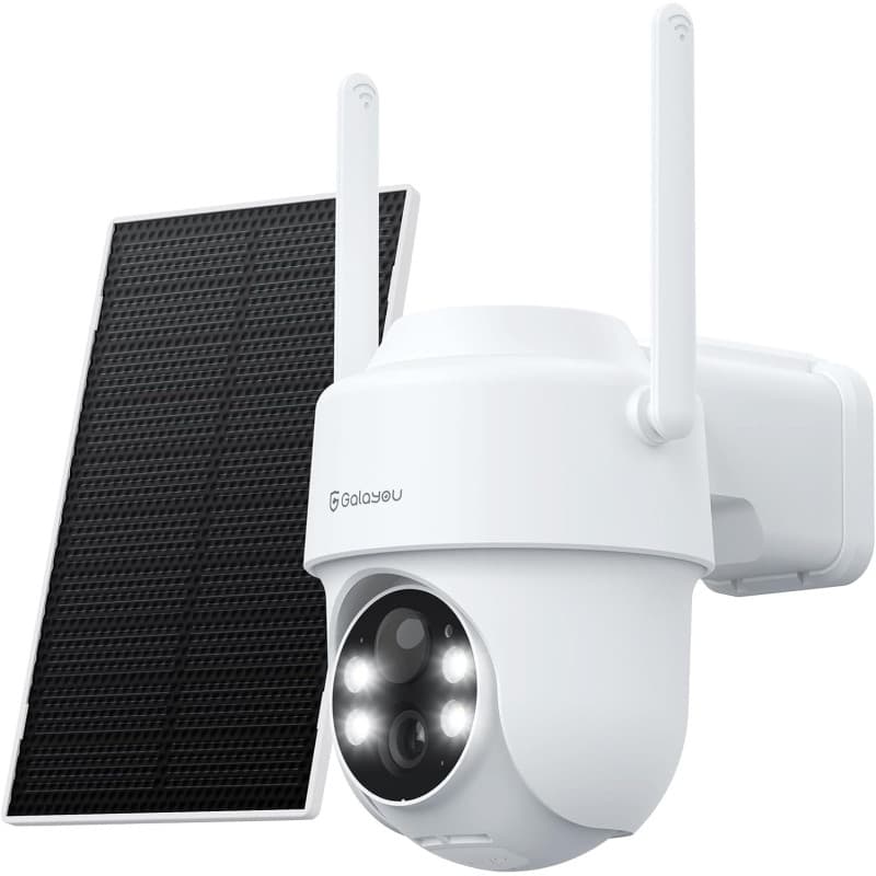 GALAYOU Camera Surveillance WiFi Exterieure sans Fil Batterie - Panneau Solaire, 2K Camera Solaire Exterieur 2,4GHz, Alerte Inst