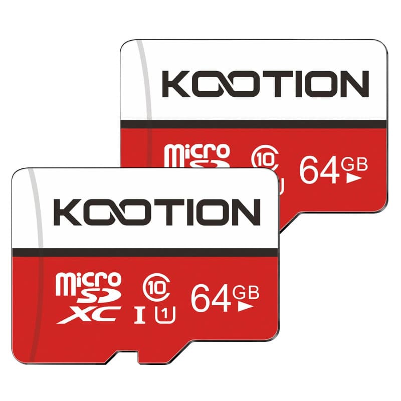 KOOTION Carte Micro SD 64 Go Lot de 2 Carte Mémoire UHS-I Vitesse jusqu'à 90 m/s,TF Micro SDXC, Classe 10, U1 pour Drone/Dash Ca