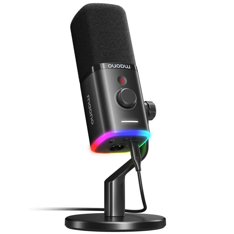 MAONO XLR-USB Micro Streaming, Dynamiques Podcast Micro avec Logiciel, Microphone pour PC Gaming, PS4-PS5, Doublage Voix, Enregi