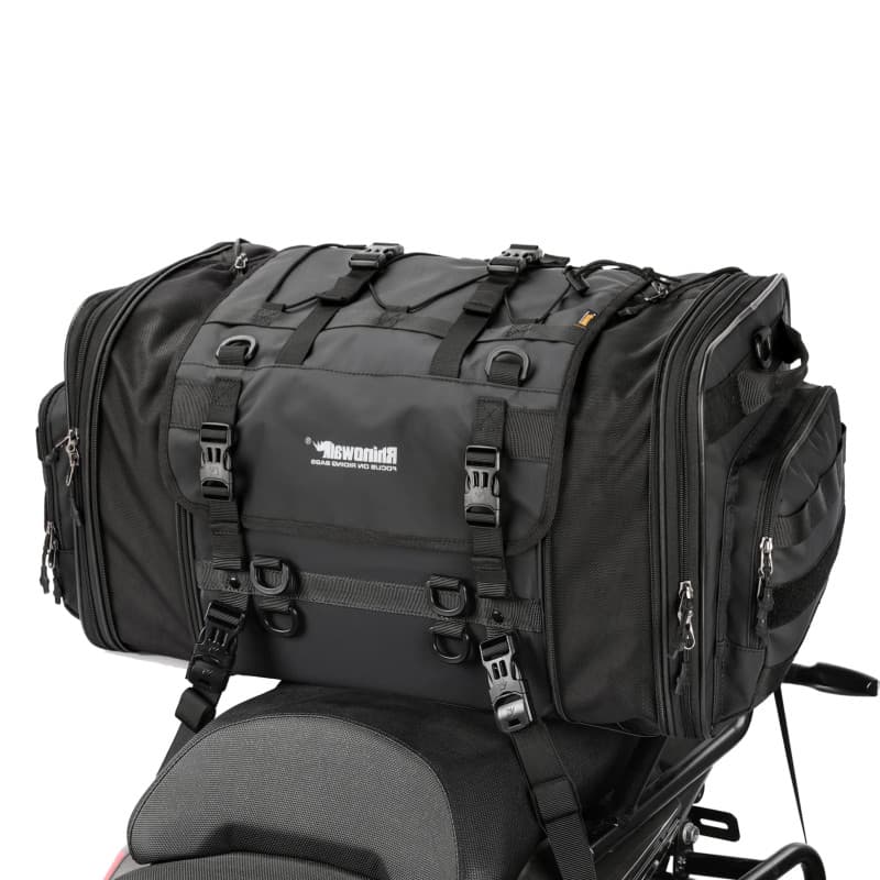 BAIGIO Sacoche Moto 40-60L Etanche Réfléchissante Extensible - Sac de Selle et Porte Bagage Avec Housse de Pluie - Bagagerie Cav