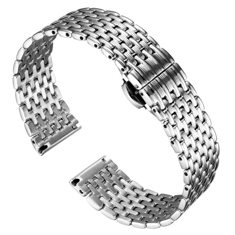 BINLUN Bracelet de montre en acier inoxydable à mailles ultra fines Bracelet de montre poli Bracelets de montre de remplacement