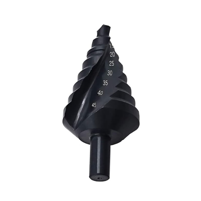 Mengshen HSS Forets étagés 10-45mm Flûte à Spirale, Poignée Triangle Foret à Queue pagode en Nitrile avec Foret pour Acier au Ca