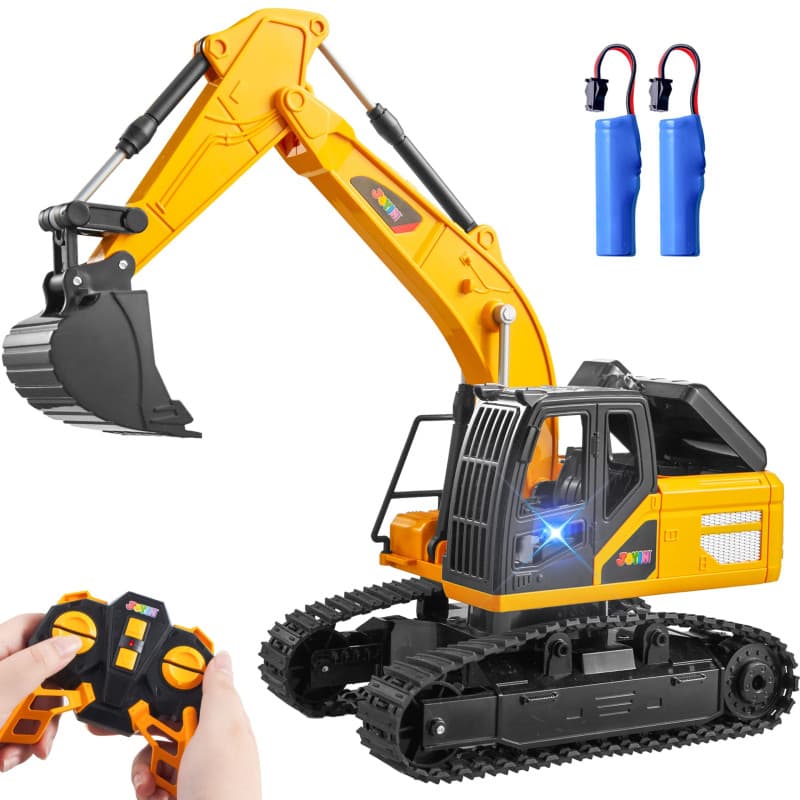 JOYIN Jouet Pelle télécommandé pour garçons et Filles âgés de 3+ Ans, Pelleteuse Tracteur Enfant Camion, 2,4 GHz Voitures Jouets