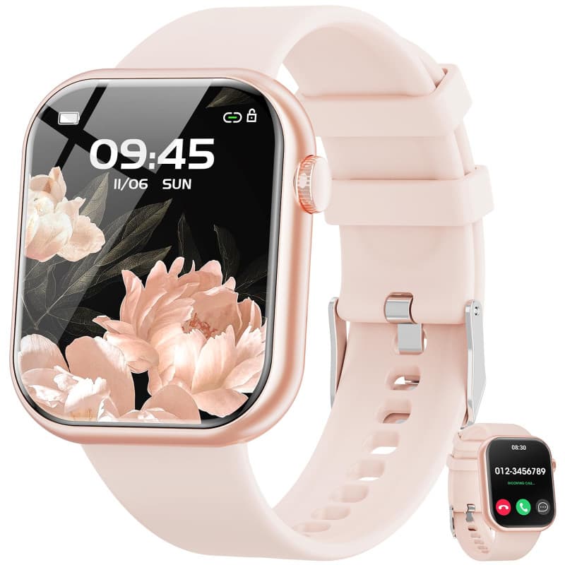 Montre connectée pour homme femme, écran de 1,85" avec appel Bluetooth et réponse mains libres, montre intelligente avec podomèt