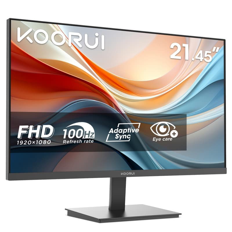 KOORUI E2212F 21.45 Pouces Ecran PC, FHD 1920 x 1080 100Hz Moniteur, Adaptive Sync HDMI 1.4, Eye Care, inclinable de -5° à 15°,