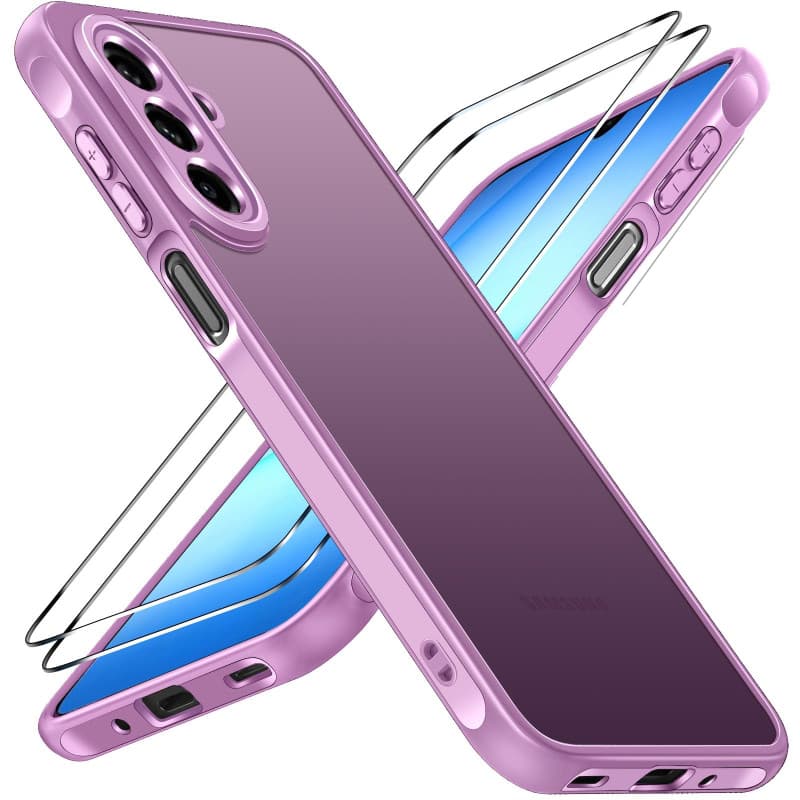 ivoler Coque Mat pour Samsung Galaxy A17 4G / 5G avec 2 Pièces Verre Trempé, Protection Antichoc Militaire Arrière Translucide É