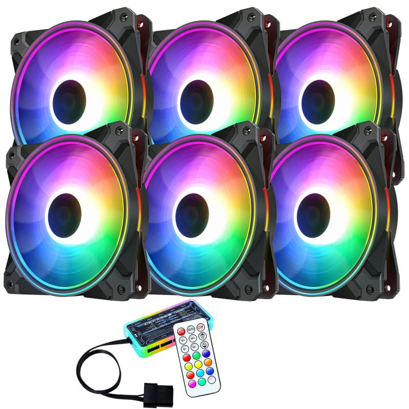 6 ventilateurs LED ARGB colorés PC Case 120 mm HUB LED RGB avec télécommande Aura SYNC 3 broches SILENCIEUX FLUX D'AIR ÉLEVÉ POU