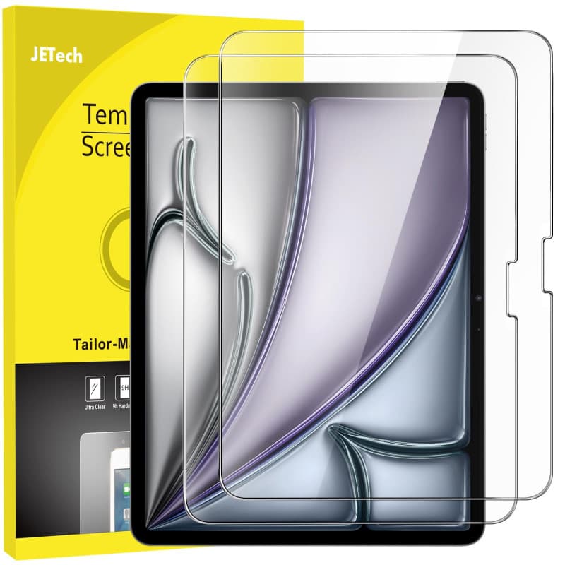 JETech Protection D'écran pour iPad Air 13 Pouces M3/M2 (2025/2024), Film en Verre Trempé 9H, HD Transparent, Lot de 2
