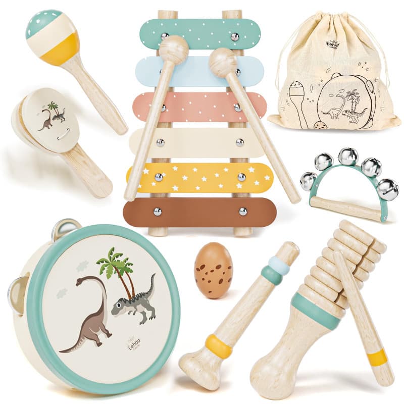 Lehoo Castle Bebe Instruments de Musique en Bois - Jouet Éducatif Montessori pour Enfants de 1 an et Plus Cadeau Garçons Filles