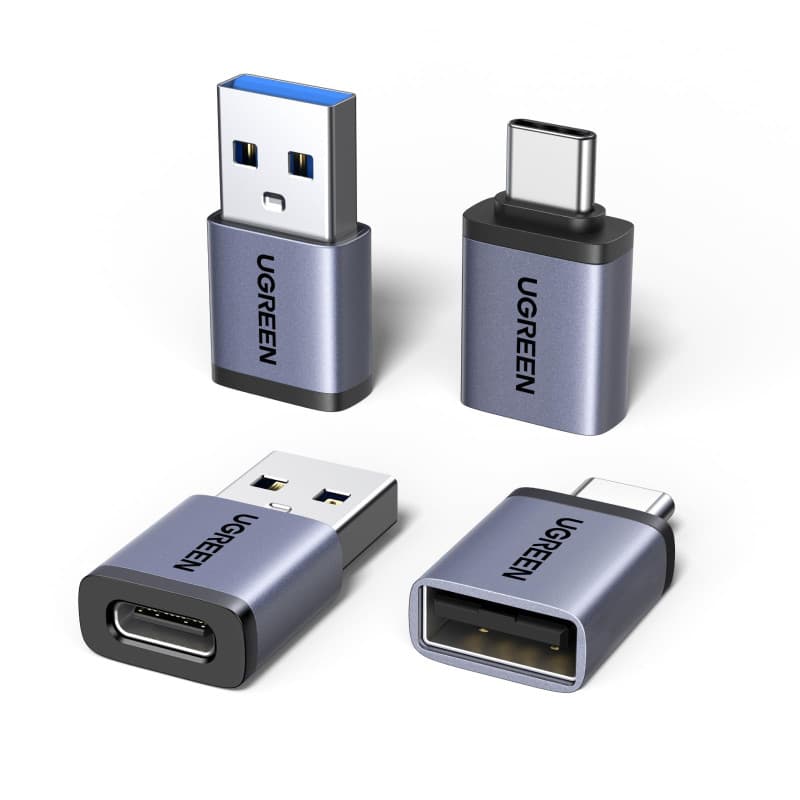 UGREEN Adaptateur USB C vers USB A OTG 10Gbps Lot de 4 Adaptateur Type A vers Type C Charge Rapide Data Sync Compatible avec iPh