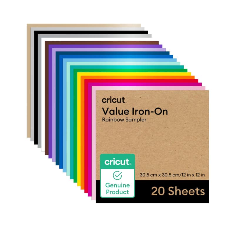 Cricut Feuille de Transfert | Lot de 20 | 30.5cm x 30.5cm (12" x 12") | Feuilles de vinyle thermotransfert | Compatible avec tou
