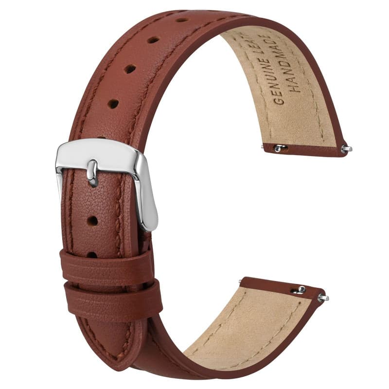 Anbeer Bracelet de montre en cuir véritable plat, fin et élégant, bracelet de remplacement à fermeture rapide pour femmes, plusi