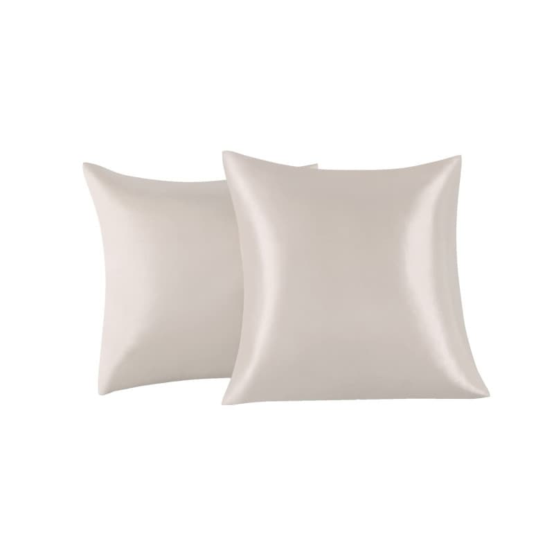 Lot de 2 Taies Oreiller en Satin 65 x 65 cm, Oreiller Satin Beige, Satinées Housse d'oreiller Doux Prend Soin de Votre Peau et A