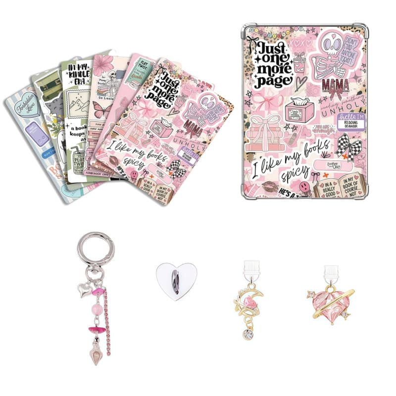 VelvetGlow 6 Pcs Inserts pour étui Clair pour liseuse, 2 Pcs Set de Charms pour Bouchons antipoussière, Accessoires de Charme ré