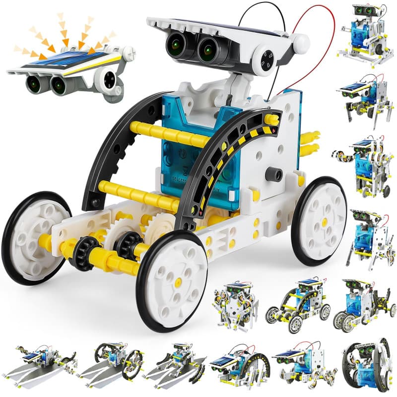 13 en 1 Robot Solaire, Robot Jouet Enfant Maquette Voiture Jeux de Construction Robotique Éducative Exterieur Experiences Scient