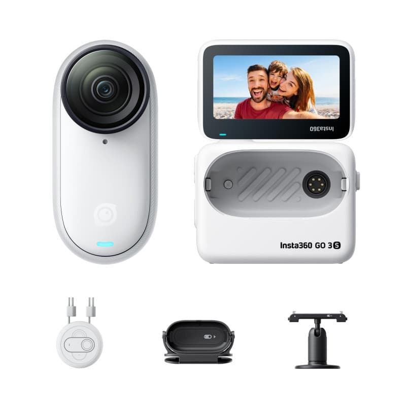 Insta360 GO 3S Blanc Arctique (128 Go) - Petite caméra de vlog 4K, POV Mains Libres, Montage Partout, stabilisation, 140 Min d'a