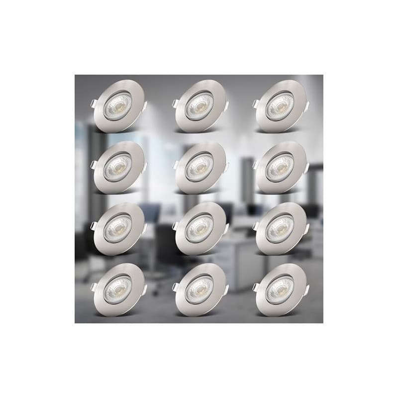 B.K.Licht - Set de 12 spots LED encastrables orientables, plats, couleur de lumière blanc chaud, spots LED, spot encastrable, sp