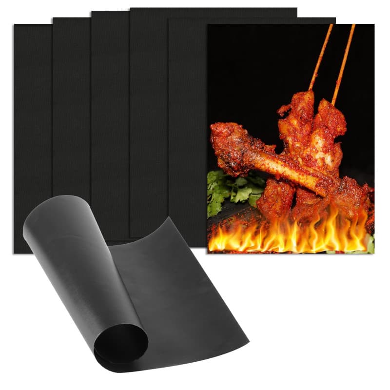 6 Pcs Tapis de Cuisson Barbecue, 40x30CM Tapis de Grille Barbecue, Tapis BBQ Anti-Adhérent Reutilisable, Feuille de Cuisson Four