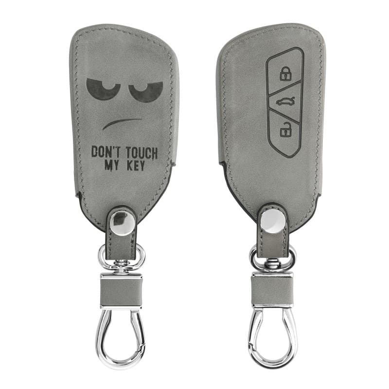 kwmobile Accessoire Clef de Voiture Compatible avec VW Golf 8 3-Bouton - Coque de Clé de Voiture en Nubuck - Don't Touch My Key