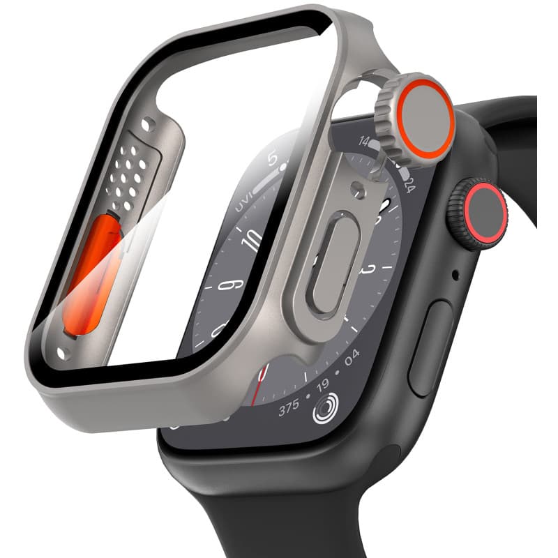 Diruite Protection Écran pour Apple Watch SE 3/2/1 /Series 6 5 4 44mm Coque,HD Apparence Créative Ultra Mince PC+Verre Trempé Ca