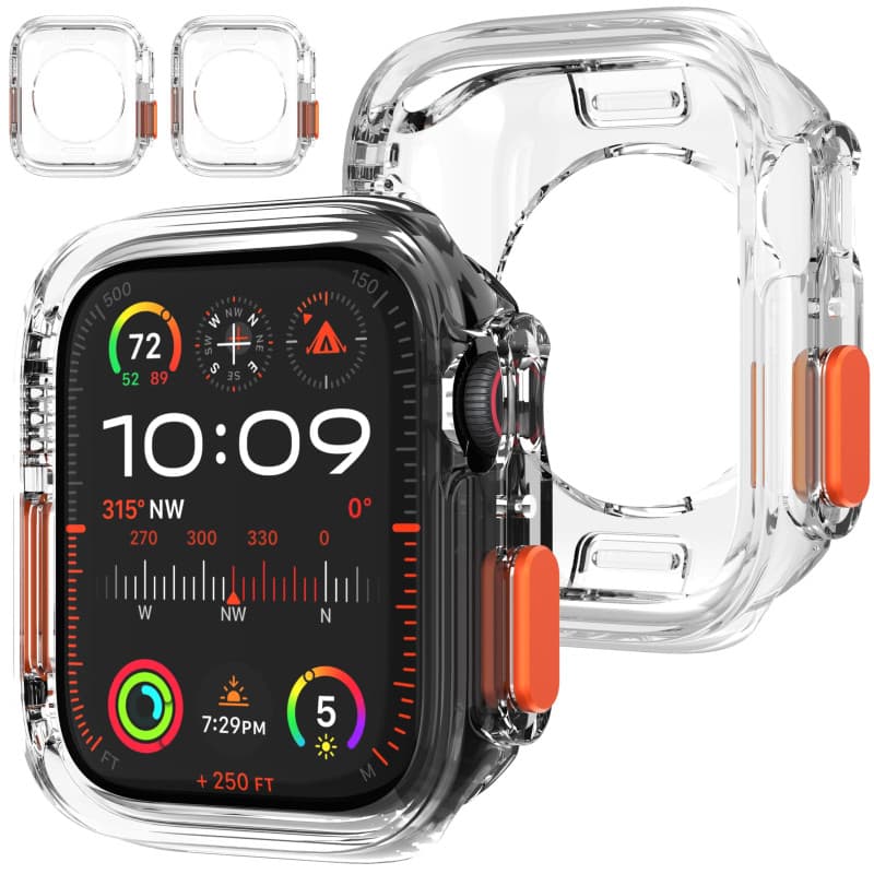 Diruite 2 Pièces Coque pour Apple Watch SE 3/2/1 /Series 6 5 4 44mm/Series 9/8/7 45mm Protection,Ultra Mince Antichoc Doux TPU C