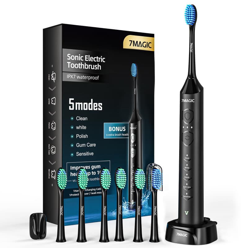 Brosse à Dent Électrique, Brosse a Dent Sonique, Brosse a Dent Electrique - 3 Intensités 5 Modes, 40000VPM, IPX7, Brosse à Dents