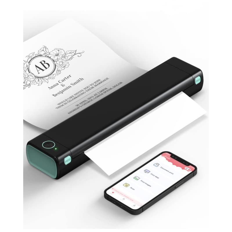 Phomemo M08F Imprimante Portable, Imprimante Compacte Thermique sans Encre, Compatible avec Les Bluetooth avec Smartphone, USB a