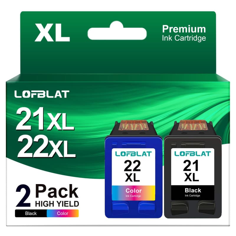 LOFBLAT 21XL 22XL Cartouches d'encre compatibles pour HP 21 22 pour Deskjet F380 F390 D2360 D2460 3940 D1530 D1560 F2180 F4180 O