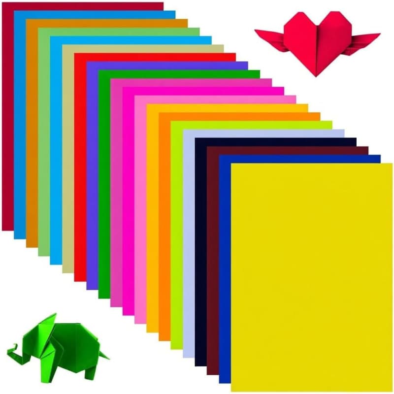 Papier Origami Coloré 200 Feuilles, 20 Couleurs Vives, A4 papier Coloré Papier Double Face Origami Pastel, pour Adultes, Bricola