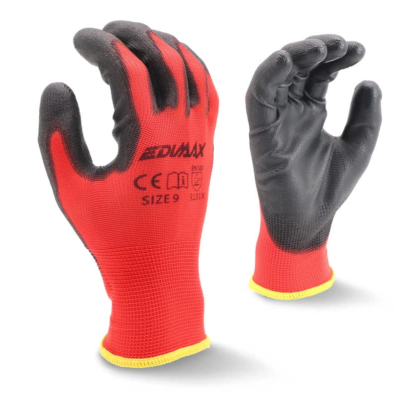 EDIMAX, Gants de Travail, Lot de 12 Paires, Anti Coupure, Resistant aux Abrasion, Niveau 3, Revêtement en Nylon PU, Polyvalent,