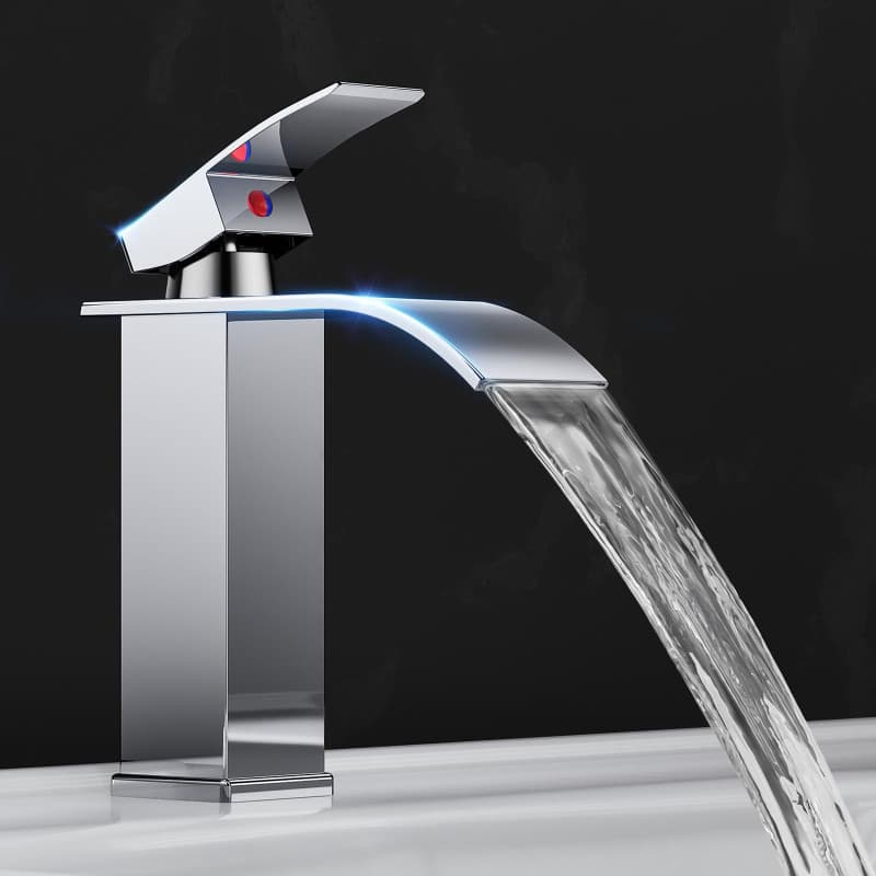 Robinet Salle de Bain,Mitigeur Lavabo Cascade en Acier Inoxydable,Mitigeur en Laiton,Eau Chaude et Froide Disponible,Economiseur