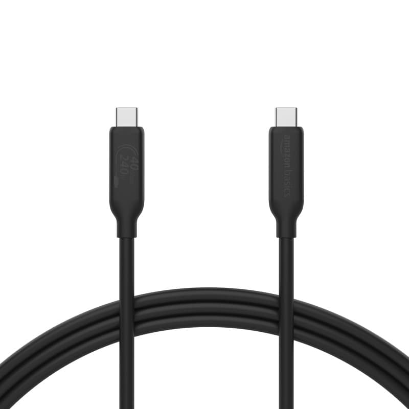 Amazon Basics Câble de charge rapide USB-C vers USB-C 4, 40 Gbit/s, vidéo 8K, 240 W, Thunderbolt 4/3, certifié USB-IF, pour Appl