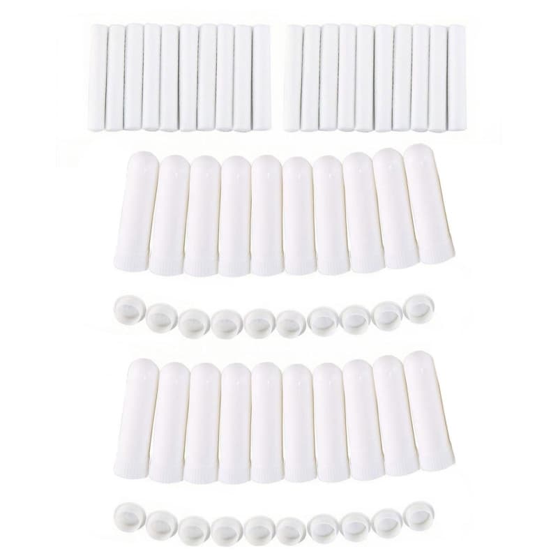 KGDUYC 20 Pièces Stick Inhalateur pour Huiles Essentielles Nez,Tubes Inhalateurs Réutilisable Plastiques Vides Aromathérapie ave