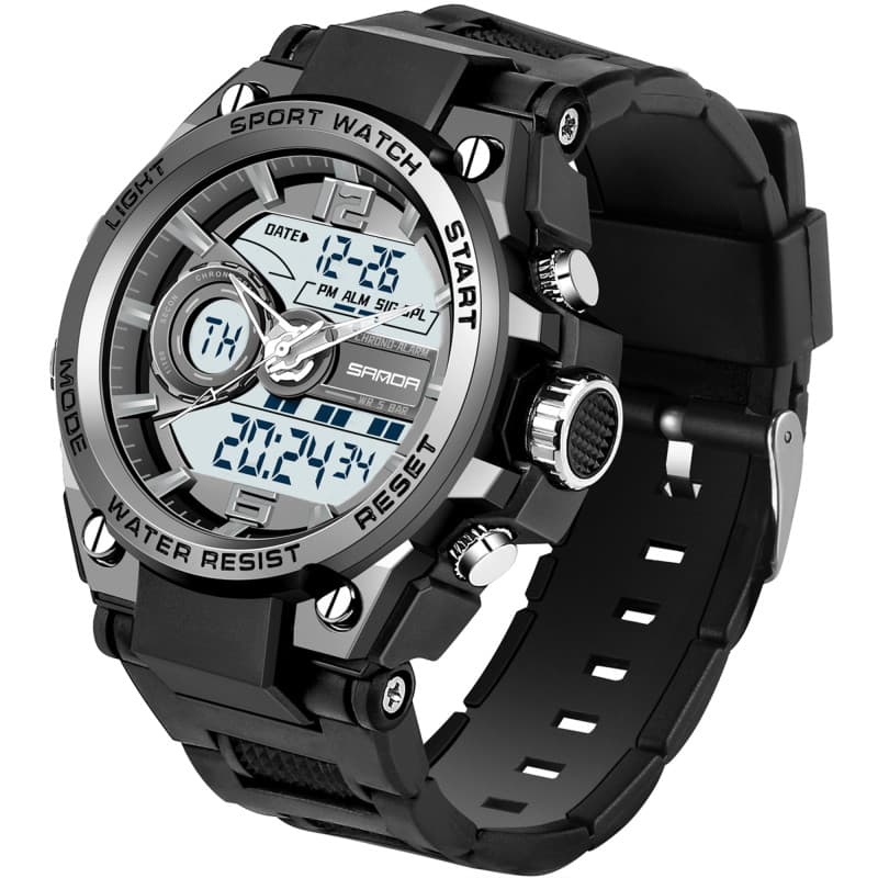 PINIDOUS Montre Homme Montre Digital Sport Homme M ilitaire étanche,Grand écran Analogique Digital Montre avec Alarme,LED,Chrono