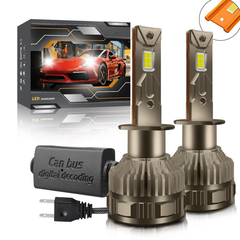 Kairiyard Ampoule H1 LED, 120W 30000LM 6000K Blanc Froid 200% Luminosité Super Lumineux Angle de Faisceau réglable à 360 degrés