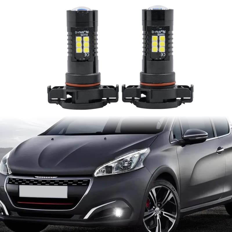 2x PSX24W 2504 12276 Ampoule LED Feux de brouillard pour P'eugeot 207 2009-2012, P'eugeot 208 2012-2019, P'eugeot 2008 2013-2019