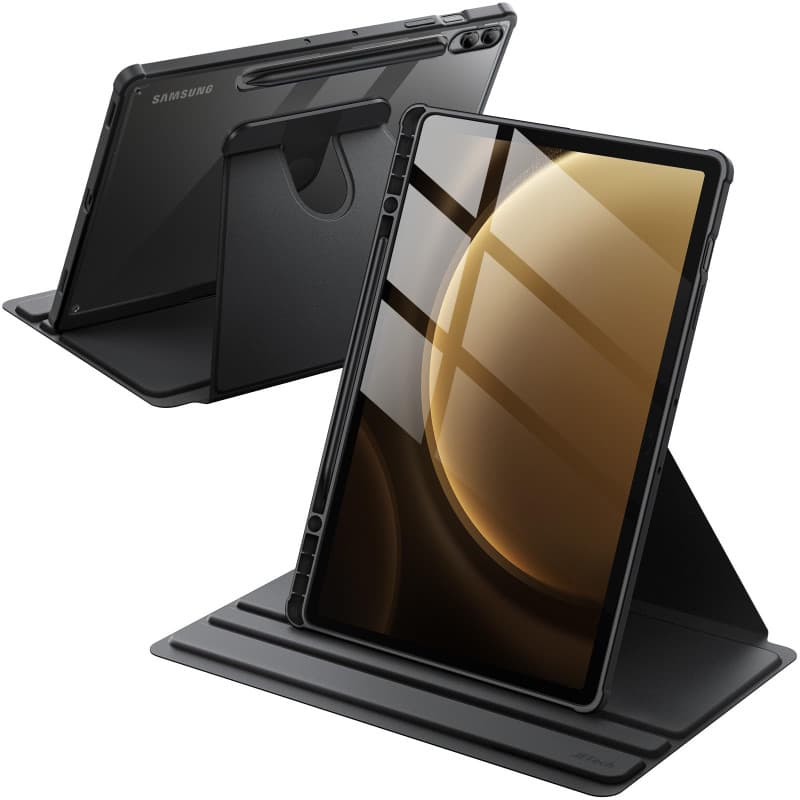 JETech Coque Rotatif pour Samsung Galaxy Tab S10+ 2024/Tab S9 FE+/S9+ 2023 12,4 Pouces avec S Pen Porte-Stylet, Étui Housse Supp