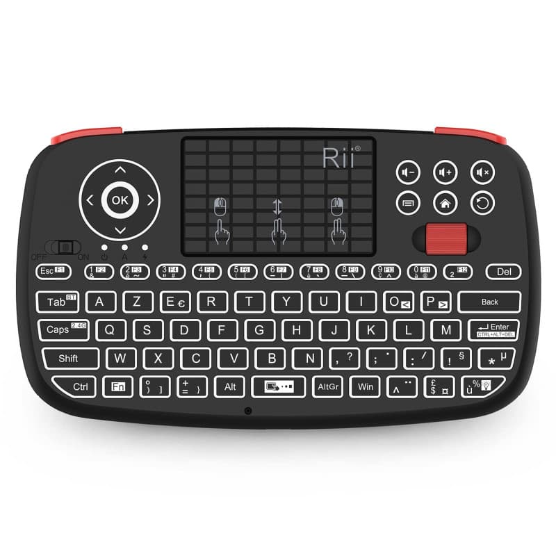 Rii i4 Mini Clavier sans Fil Bluetooth & 2.4 GHz (AZERTY) avec pavé Tactile, LED Backlit, Batterie Rechargeable pour iOS Windows