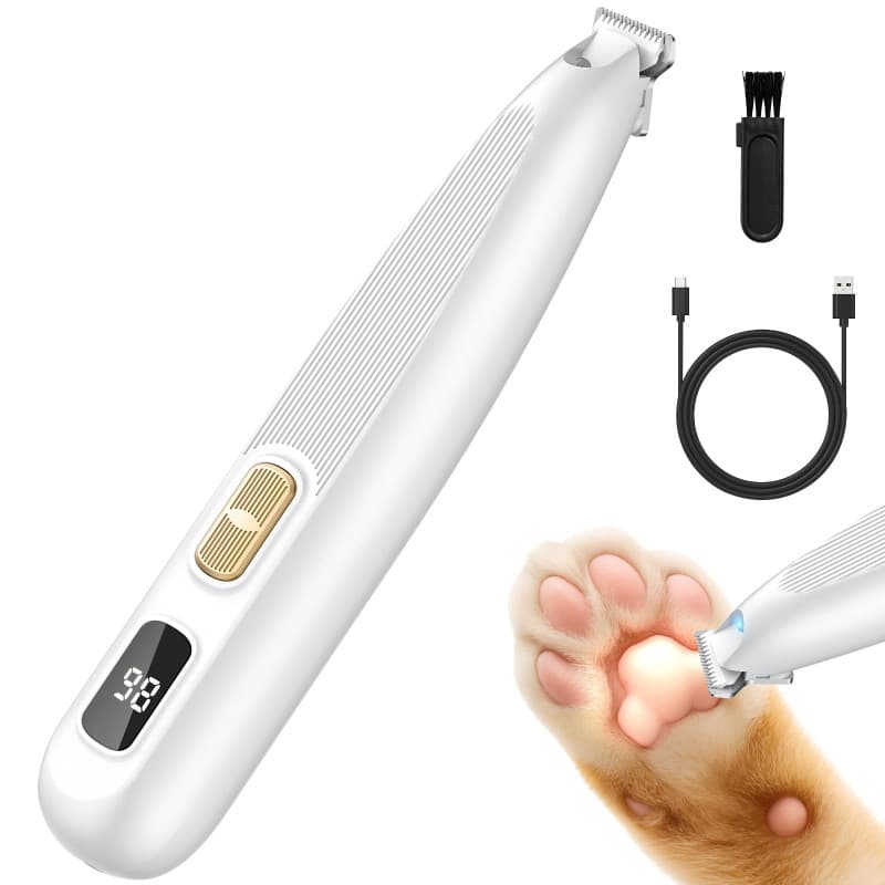 YAZEKY Tondeuse pour Pattes Chien Silencieuse, Tondeuse pour Pattes Chien Chat Professionnelle avec Lumière LED, Toilettage pour