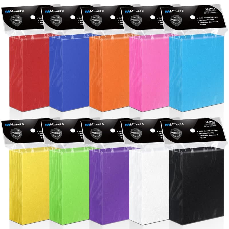 Mlikero 1000 Pcs Card Sleeves, 66 * 91 mm Slive Sleeve Carte, 10 Couleurs Sleeves Cartes, Protege Carte Cartes à Collectionner,