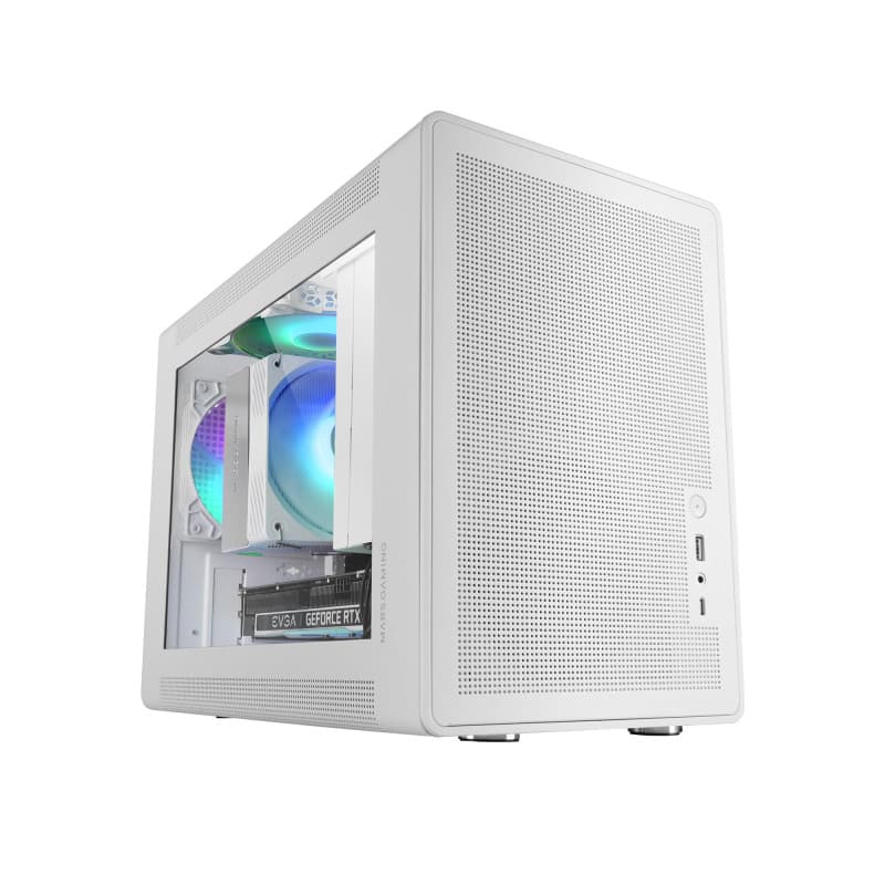 Mars Gaming MC-ELITE, Boîtier PC Micro-ATX Métal Haute Performance, Design Mesh Latéral et Supérieur, 3 Ventilateur FDB, Mini To