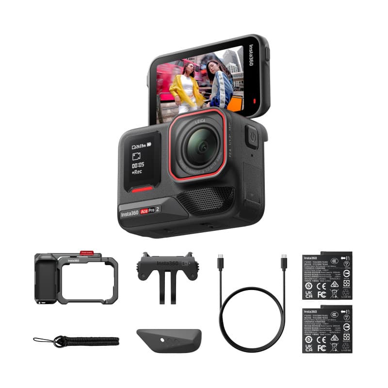 Insta360 Ace Pro 2 Pack Xplorer Gris Ardoise - Caméra d'action étanche 8K co-conçue avec Leica, capteur 1/1,3", Double Puce d'IA
