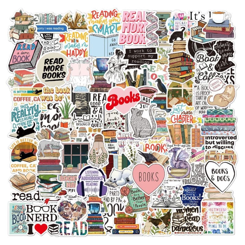 Lot de 100 autocollants autocollant stickers sticker scrapbooking aesthetic ordinateur portable kindle Téléphone La tasse Le cof